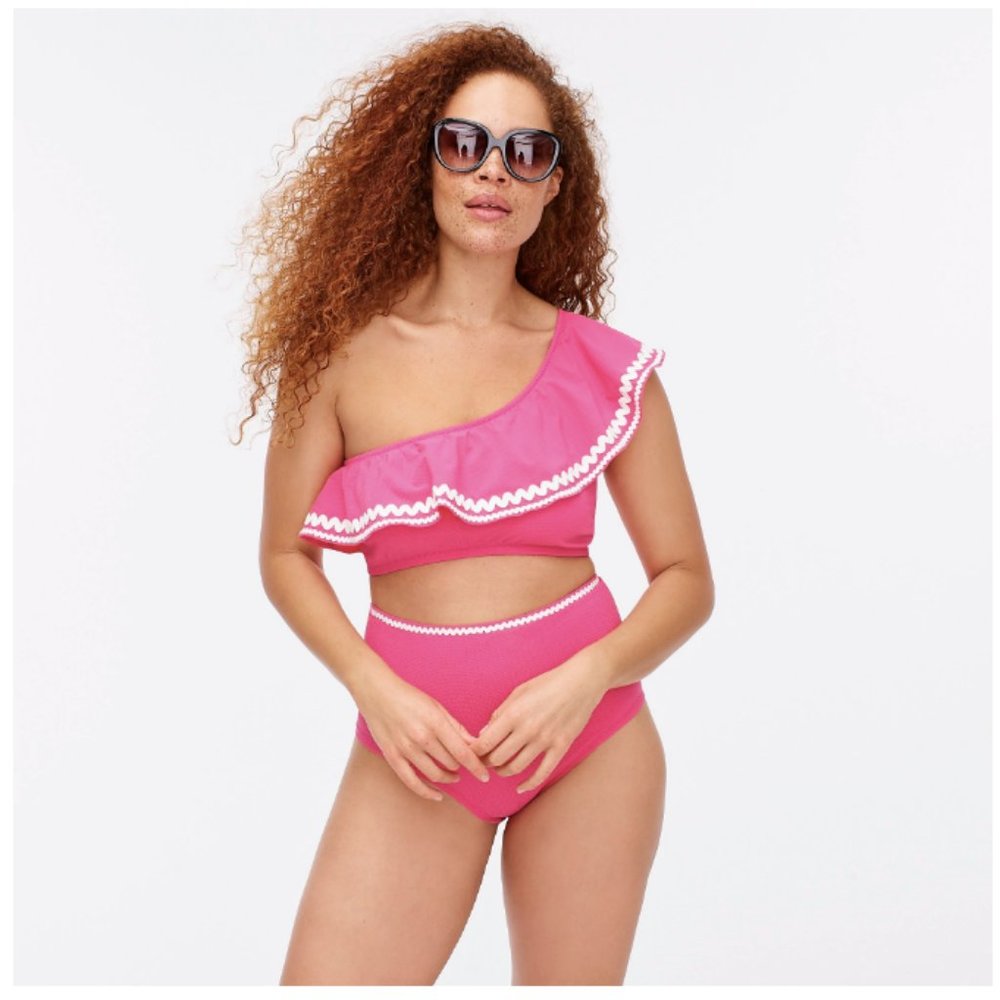 J. Crew One-Shoulder Bikini Top with Rickrack